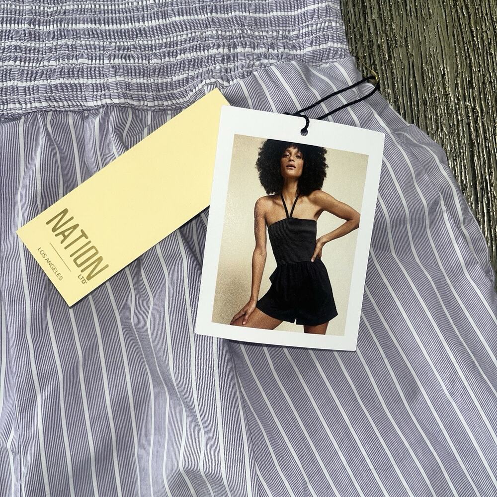 Nation LTD Vacation Stripe Lavender Purple 100% Pima Cotton Blondie Romper XS - Picture 4 of 8